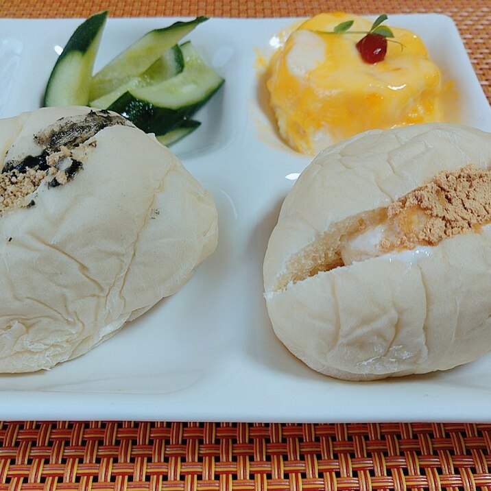 ふんわり白パンde甘さ控えめゴマ&きなこパン